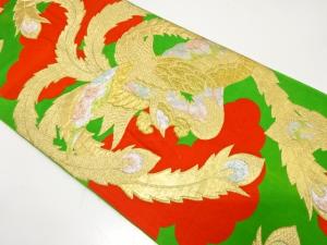 アンティーク　鳳凰に雲模様織り出し袋帯（材料）